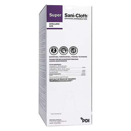 SANI PROFESSIONAL Disinfecting Wipes, White, Packet, 50 Wipes, 11 3/4 in x 11 1/2 in, Alcohol PSCI077295