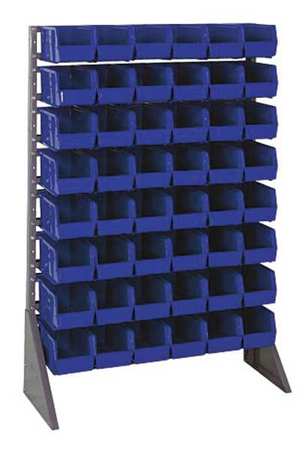 QUANTUM STORAGE SYSTEMS Steel Bin Rail Floor Rack, 36 in W x 15 in D x 54 in H, Blue QRU-16S-230-48BL