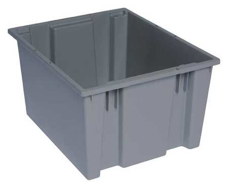 QUANTUM STORAGE SYSTEMS Stack & Nest Container, Gray, Polyethylene, 19 1/2 in L, 15 1/2 in W, 13 in H SNT195GY