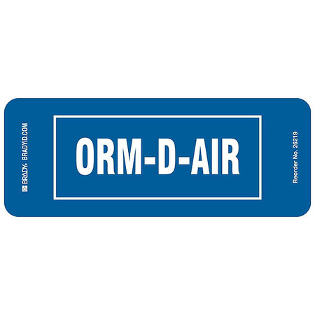 BRADY Label, ORM-D-Air, PK100 26219PLS