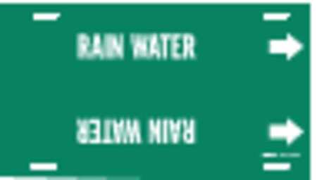 BRADY Pipe Marker, Rain Water, Green, 10 to 15 In 4115-H
