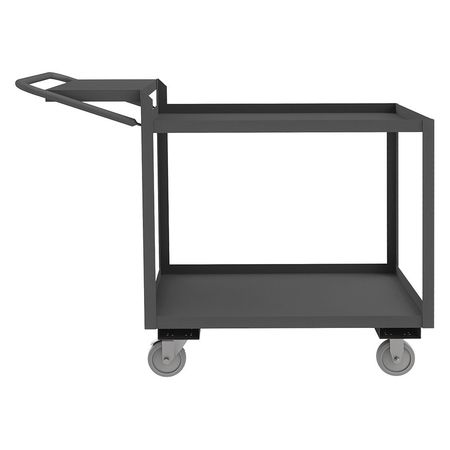 ZORO SELECT Steel Order-Picking Utility Cart with Lipped Metal Shelves, Flat, 2 Shelves, 1,200 lb OPCFS-2436-2-95