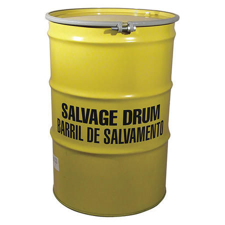 ZORO SELECT Open Head Salvage Drum, Steel, 85 gal, Lined, Yellow 2616P