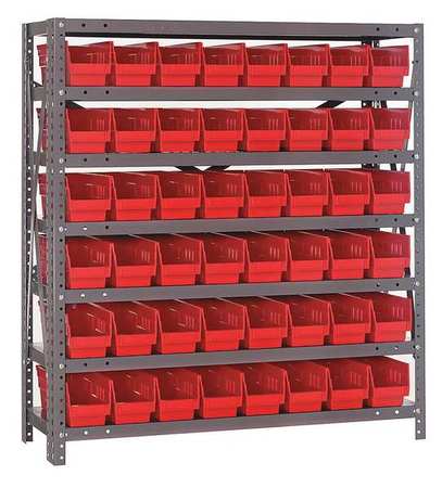 QUANTUM STORAGE SYSTEMS Steel Bin Shelving, 36 in W x 39 in H x 12 in D, 7 Shelves, Red 1239-101RD