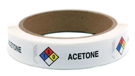 Roll Products Item Haz Chem Label, Acetone, PK250 141538