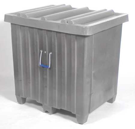 MYTON INDUSTRIES Gray Ribbed Wall Container, Plastic, 23 cu ft Volume Capacity MTH-3GRAY