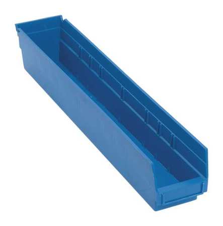 QUANTUM STORAGE SYSTEMS 50 lb Shelf Storage Bin, Polypropylene, 4 1/8 in W, 4 in H, 23 5/8 in L, Blue QSB105BL