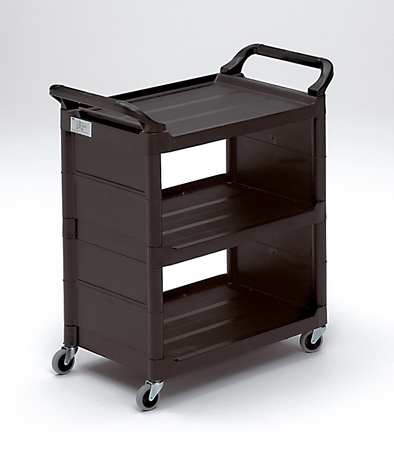 RUBBERMAID COMMERCIAL Polypropylene Enclosed Service Cart, 3 Shelves, 150 lb FG342100BLA