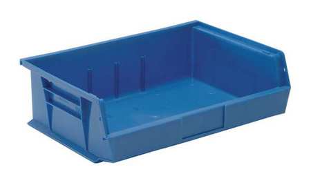 Quantum Storage Systems 60 lb Hang & Stack Storage Bin, Polypropylene, 16 1/2 in W, 5 in H, 10 7/8 in L, Blue QUS245BL