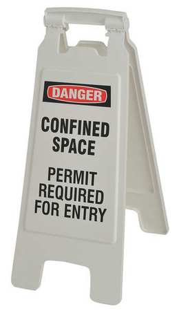 SAFETY SIGN Two Sided Floor Stand Sign, 24 3/8 in Height, Plastic 28962