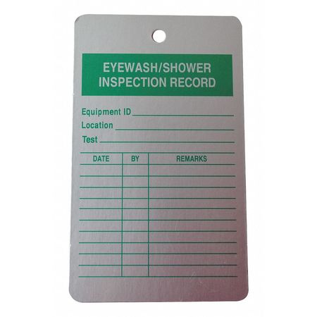 ZORO SELECT Eye Wash/Sh Inspection Rcd Tag, Al, PK25 8Y394