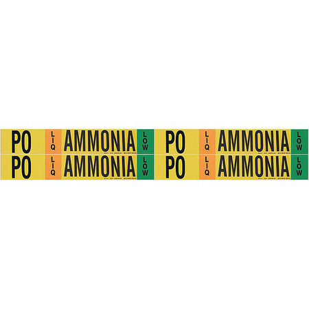 BRADY Ammonia Pipe Marker, PO, 1 to 2-1/2In, PK4 90479