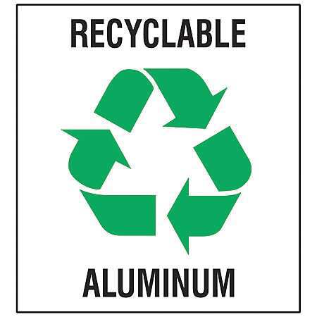 BRADY Recycling Label, Recycling Aluminum, PK5 20634FLS