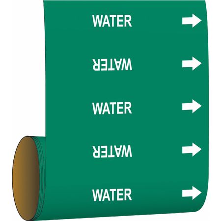BRADY Pipe Marker, Water, Green, 41482 41482