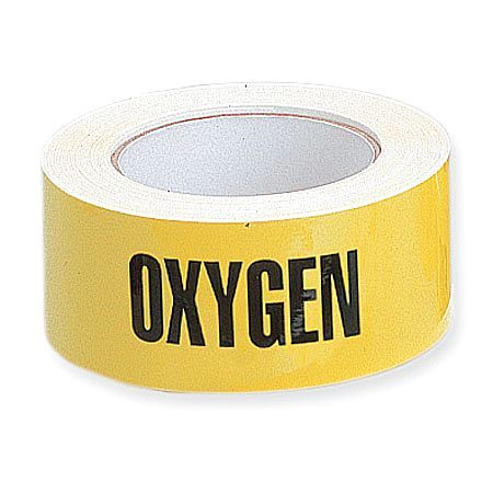 HARRIS INDUSTRIES Pipe Marker, Oxygen, Yellow, 2X90FT OXYGEN 2X90FT OXYGEN