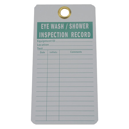 ZORO SELECT Eye Wash/Sh Inspection Rcd Tag, PK25 8Z511