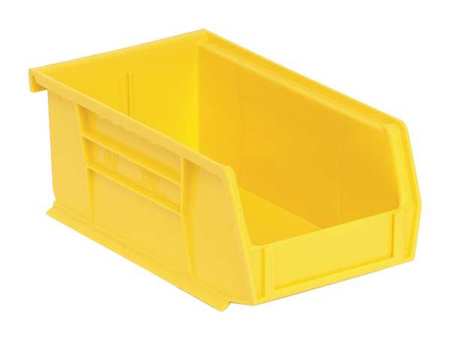 Quantum Storage Systems 10 lb Hang & Stack Storage Bin, Polypropylene, 4 1/8 in W, 3 in H, 7 3/8 in L, Yellow QUS220YL