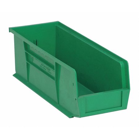 Quantum Storage Systems 50 lb Hang & Stack Storage Bin, Polypropylene, 5 1/2 in W, 5 in H, Green, 14 3/4 in L QUS234GN