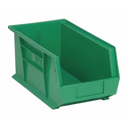 Quantum Storage Systems 60 lb Hang & Stack Storage Bin, Polypropylene, 8 1/4 in W, 7 in H, Green, 14 3/4 in L QUS240GN