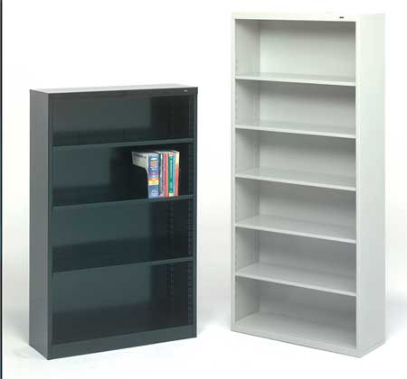 Tennsco 4-Shelf Stationary Bookcase, 52"x34-1/2" Light Gray B-53LG
