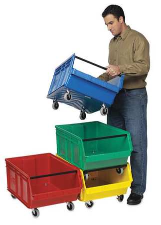 Quantum Storage Systems 300 lb Mobile Storage Bin, Polyethylene, 18 3/8 in W, 14 7/8 in H, 29 in L, Yellow QMS843MOBYL