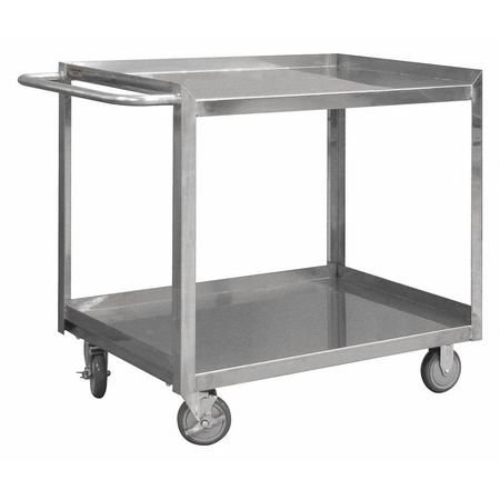 Zoro Select Corrosion-Resistant Utility Cart with Single-Side Flush Metal Shelves, Stainless Steel, Flat SRSC1618302FLD5PU