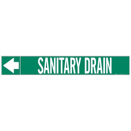 BRADY Pipe Marker, Sanitary Drain, 2 In.H 73925