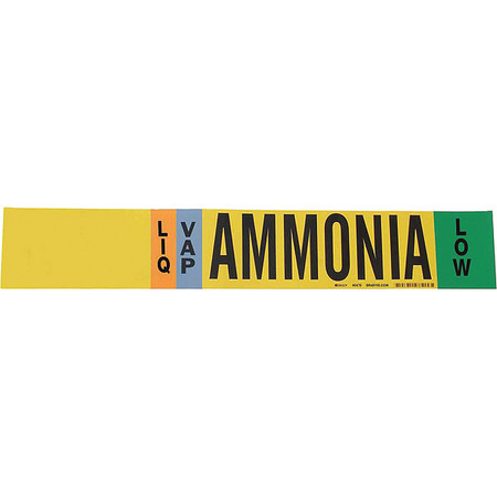BRADY Ammonia Pipe Marker, IIAR, 3 to 5In, 90475 90475