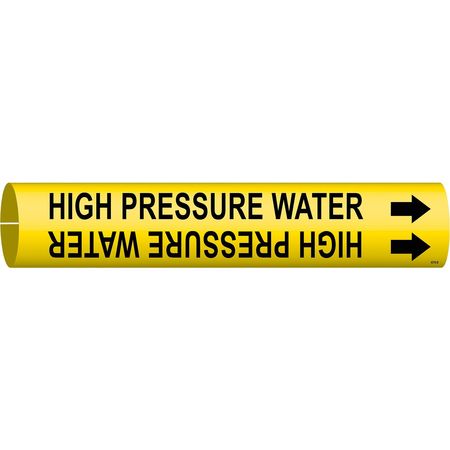 BRADY Pipe Marker, High Pressure Water, Yellow, 4078-B 4078-B
