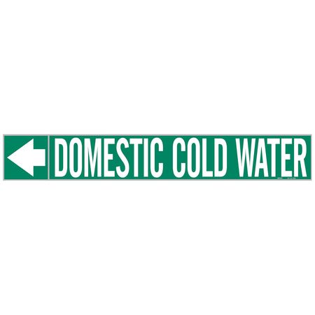 BRADY Pipe Marker, Domestic Cold Water, 1 In.H 20425