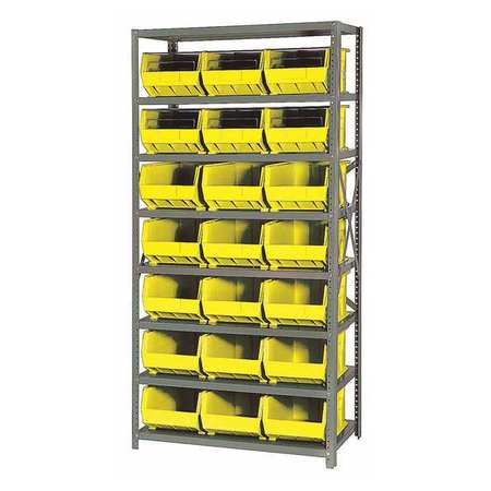 QUANTUM STORAGE SYSTEMS Steel Bin Shelving, 36 in W x 75 in H x 18 in D, 8 Shelves, Yellow QSBU-255YL