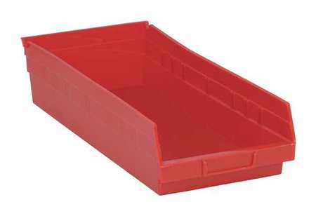 Quantum Storage Systems 50 lb Shelf Storage Bin, Polypropylene, 8 3/8 in W, 4 in H, 17 7/8 in L, Red QSB108RD