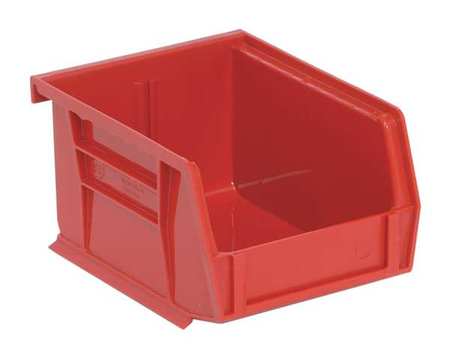 Quantum Storage Systems 10 lb Hang & Stack Storage Bin, Polypropylene, 4 1/8 in W, 3 in H, Red, 5 3/8 in L QUS210RD