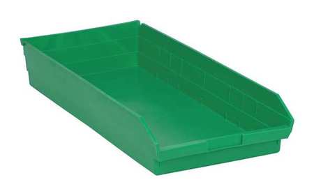 QUANTUM STORAGE SYSTEMS 50 lb Shelf Storage Bin, Polypropylene, 11 1/8 in W, 4 in H, Green, 23 5/8 in L QSB116GN