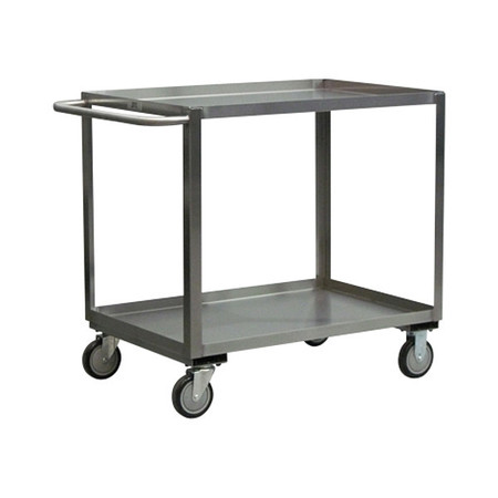 JAMCO Corrosion-Resistant Utility Cart with Lipped Metal Shelves, Stainless Steel, Ergonomic, 2 Shelves XB248N800