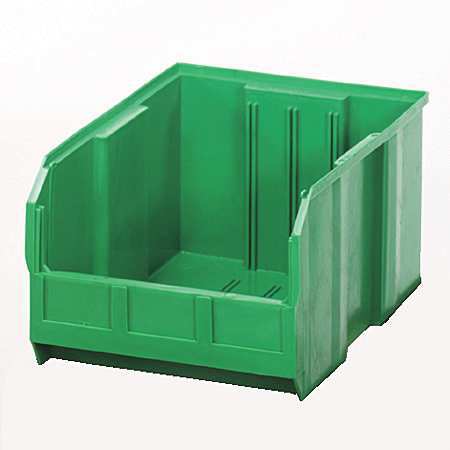 Quantum Storage Systems 75 lb Hang & Stack Storage Bin, Polypropylene, 11 in W, 8 in H, 16 in L, Green QUS255GN