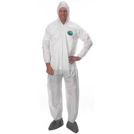 Lakeland Hooded Disposable Coveralls, Xl, 25 , White, SBPP with Laminated Microporous Film, Zipper CTL414-XL