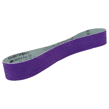 3M CUBITRON Sanding Belt, Coated, Ceramic, 36 Grit, Coarse, 984FX Pro, Purple 1184F