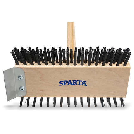 SPARTA Grill Brush/Scraper, 30.5" L, Wood Handle 4002600
