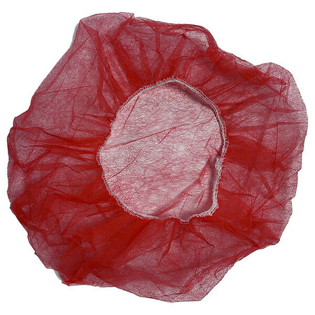 CONDOR Bouffant Cap, Polypropylene, Red, PK100 819T03