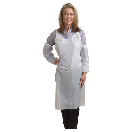 CORDOVA Polyethylene White Apron 1.25MIL, PK/1000 PA2846