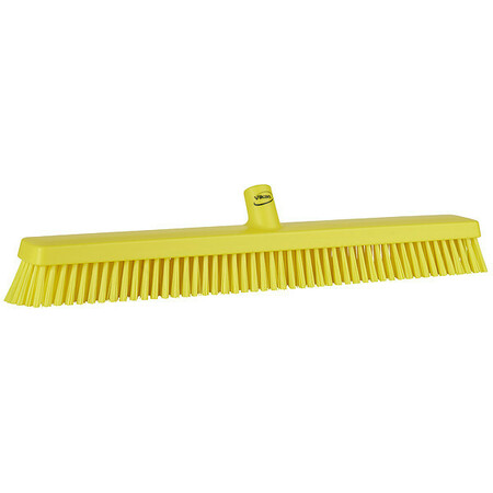 REMCO 24 in Sweep Face Heavy-Duty Broom Head, Soft/Stiff Combination, Yellow, 24 in L Handle 31956