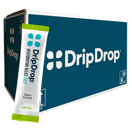 DRIPDROP Electrolyte, 16oz, ZeroSugar, Lmn/Lm, Pk 100 61435-NSF