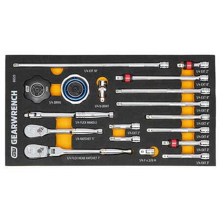 GEARWRENCH 18 Piece 1/4" 90-Tooth Ratchet & Drive Tool Set with Foam Storage Tray 86520