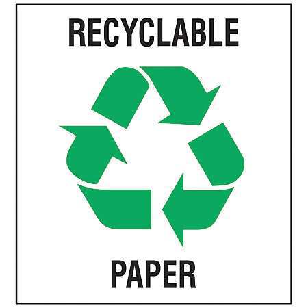 BRADY Recycling Label, 5 In. W, 5 In. H, PK5 20636FLS