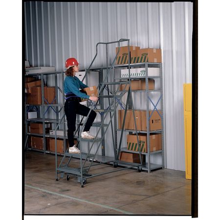 Ega 126 in H Steel Rolling Ladder, 9 Steps, 450 lb Load Capacity Z056