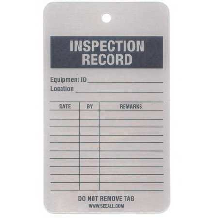 SEE ALL INDUSTRIES Inspection Rcd Tag, 5 x 3 In, Al, PK25 TUF-INSP