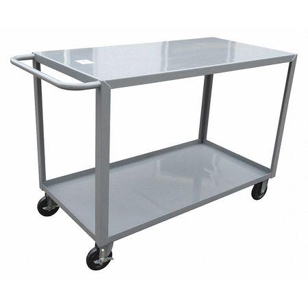 Zoro Select Utility Cart with Lipped & Flush Metal Shelves, Steel, Flat, 2 Shelves, 1,200 lb 8AE96