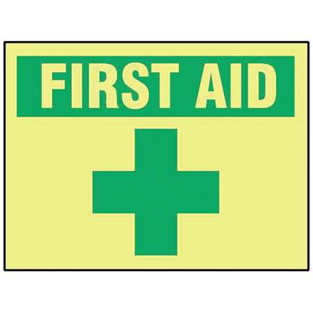 ACCUFORM First Aid Sign, 7 in Height, 10 in Width, Vinyl, Rectangle, English MLFS501GF