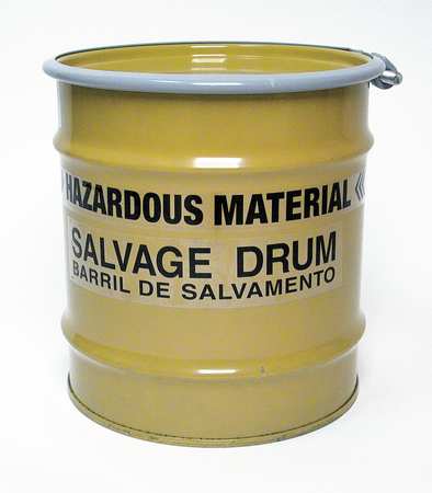 ZORO SELECT Open Head Salvage Drum, Steel, 8 gal, Lined, Yellow 820YM